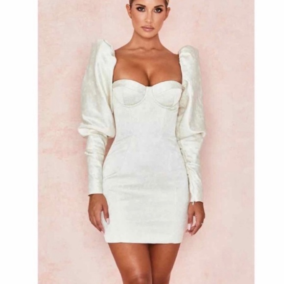 HOUSE OF CB “CASSIA” IVORY BROCADE MINI - Picture 2 of 7